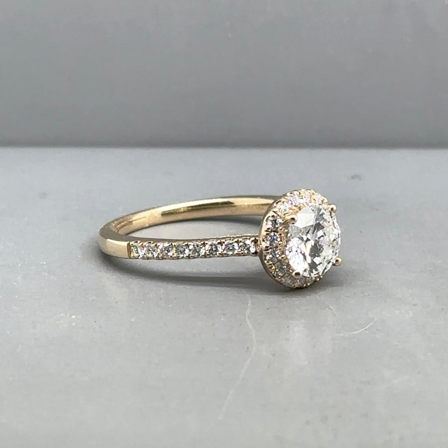 9ct Yellow Gold Lab Grown Diamond Halo Ring (c. 1.50ct) - Size N - NEW!