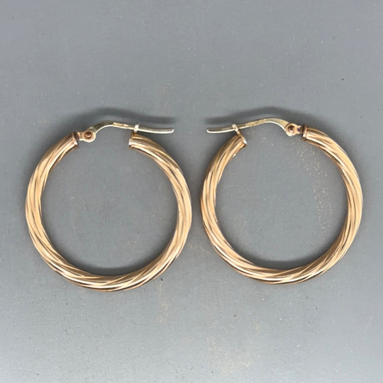 9ct Yellow Gold Twist Hoop Earrings