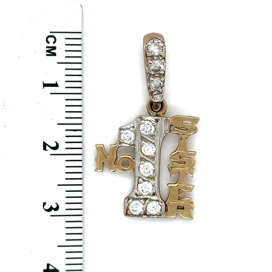 9ct Yellow Gold Cubic Zirconia No. 1 Sister Pendant