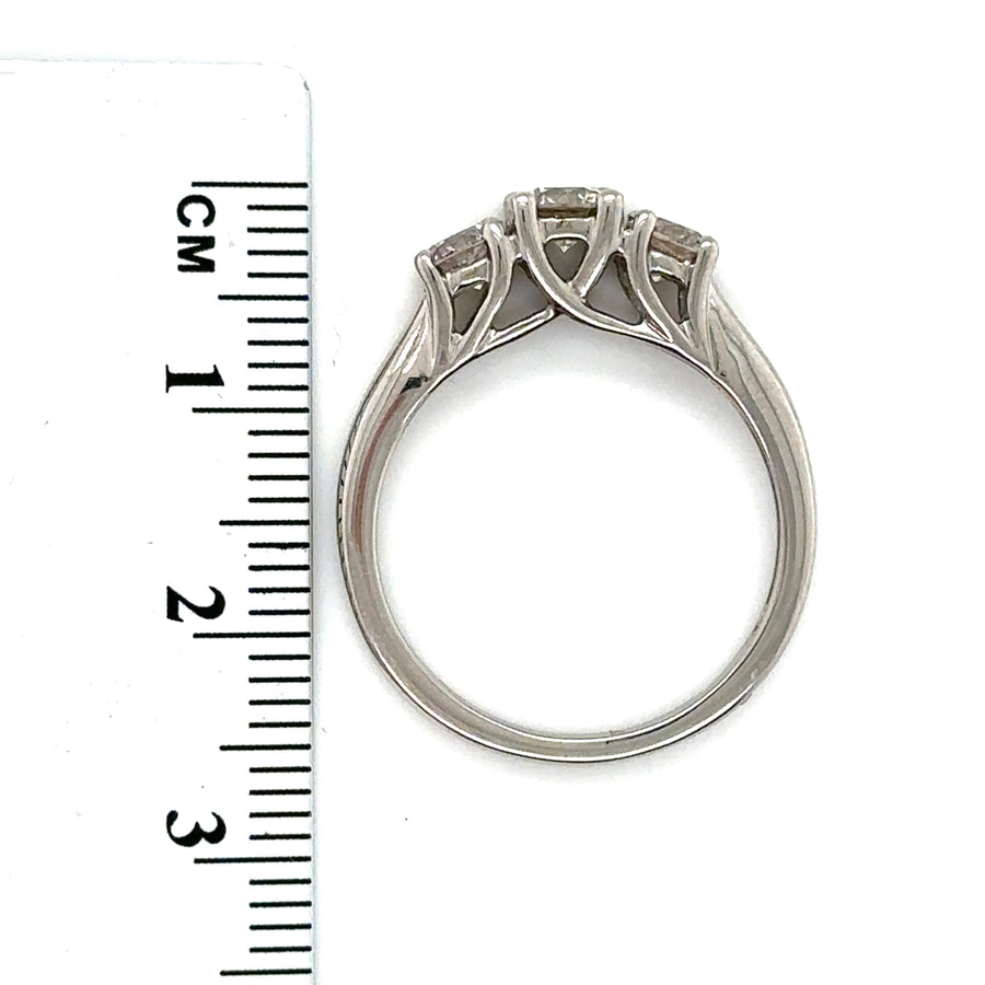 18ct White Gold Three Stone Diamond Ring (c. 0.80ct) - Size P