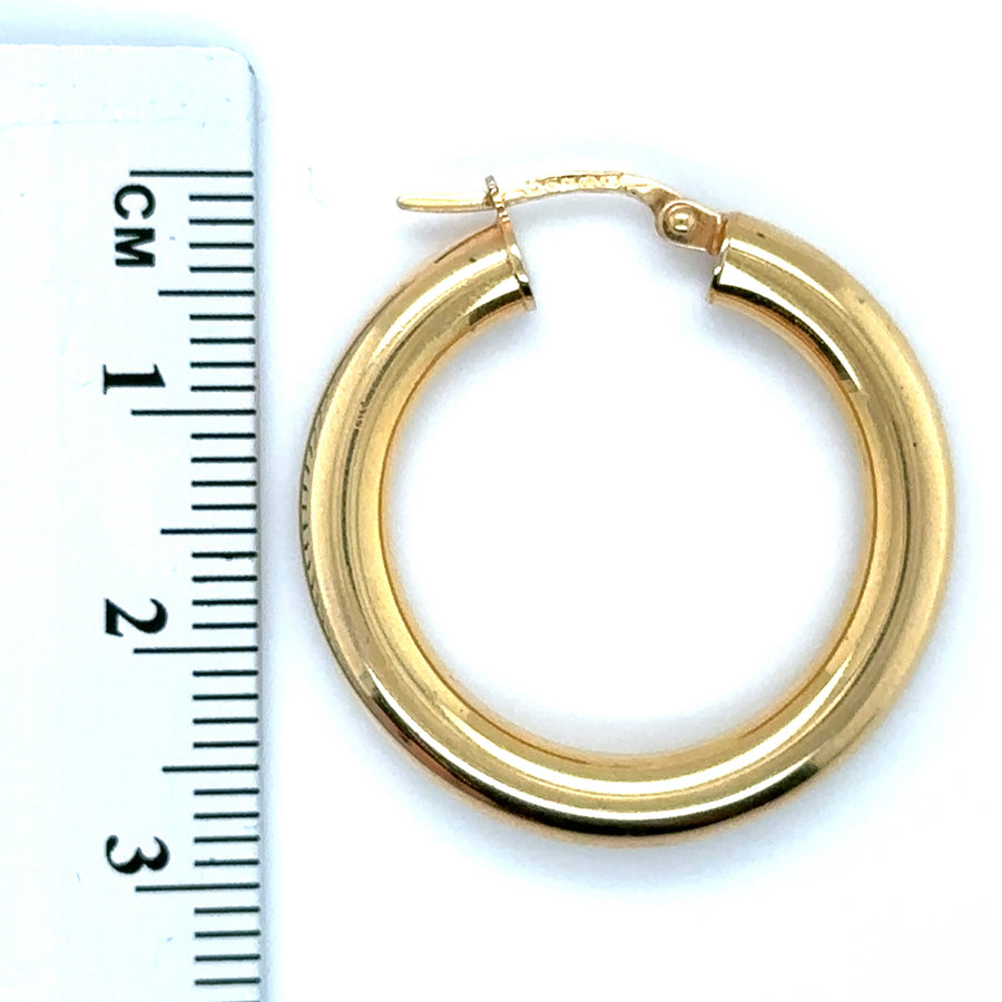 9ct Yellow Gold Plain Hoop Earrings