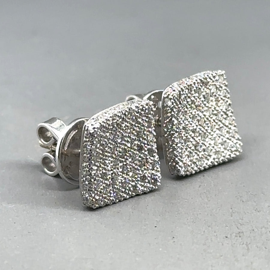 18ct White Gold Diamond Square Earrings (c. 0.78ct)