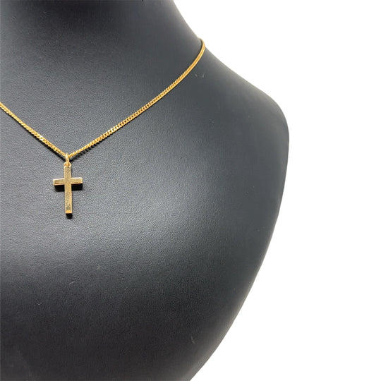 9ct Yellow Gold Cross Pendant and Fine Chain (18")