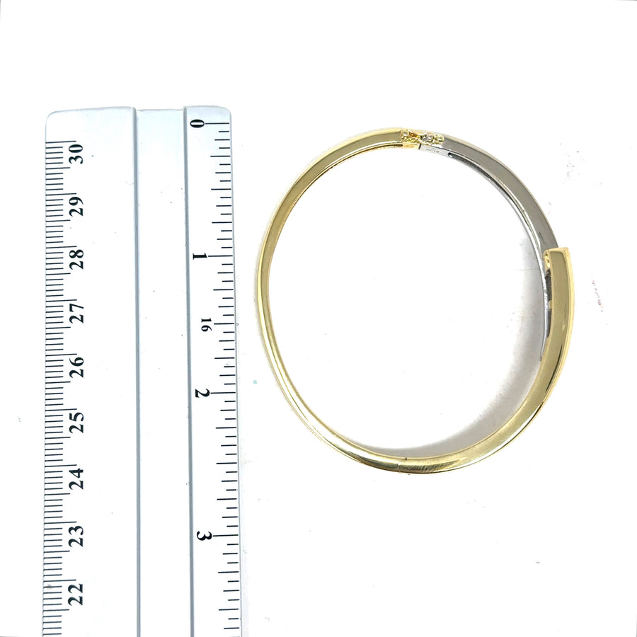 18ct Bi-Colour Diamond Set Bangle (c. 0.35ct)