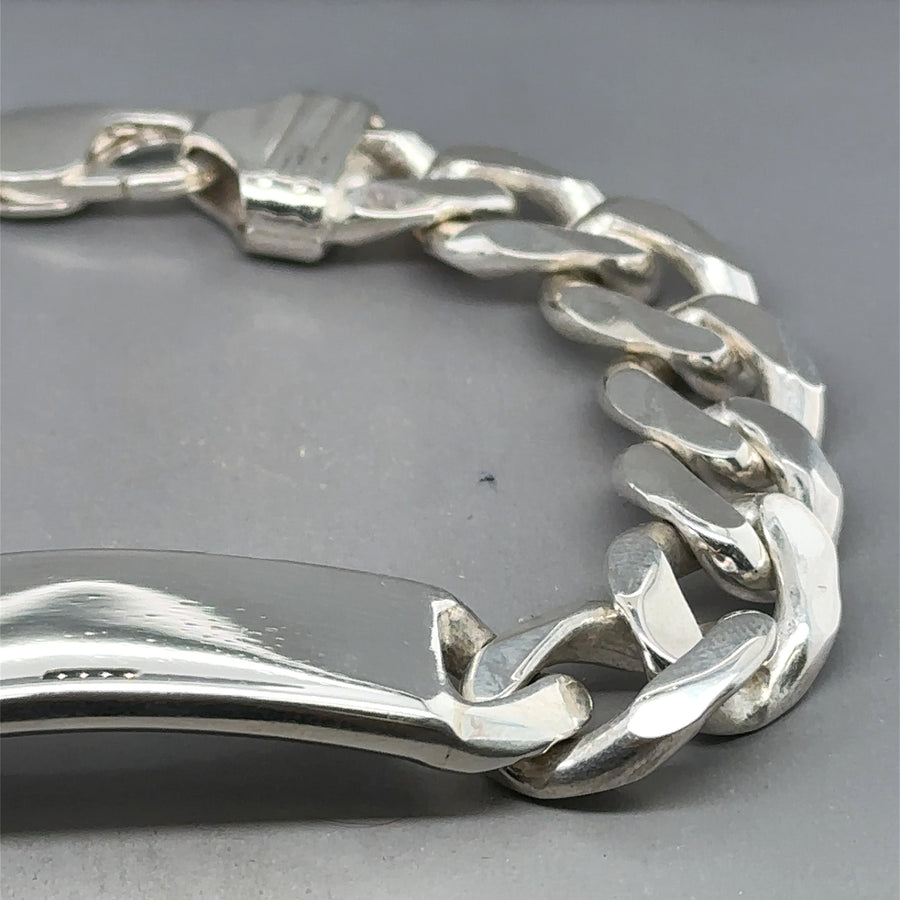 Sterling Silver Heavy Curb ID Bracelet