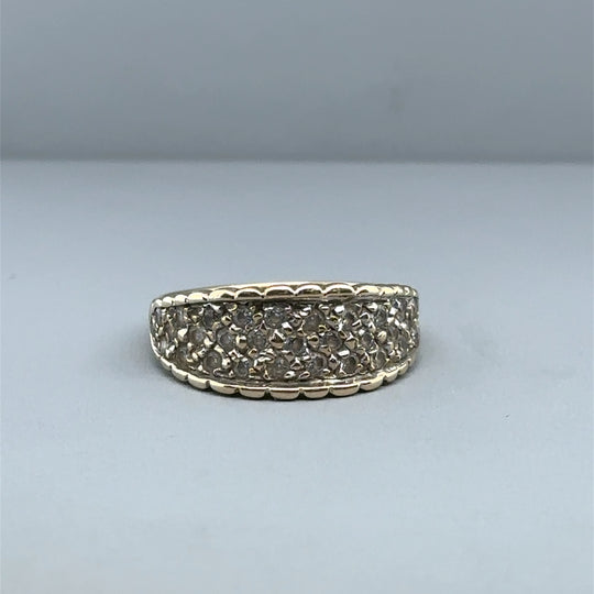 9ct Yellow Gold Cubic Zirconia Set Ring - Size M 1/2