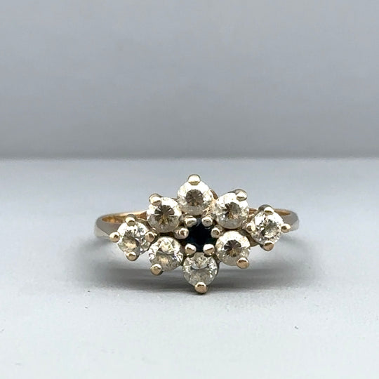 9ct Yellow Gold Cubic Zirconia Cluster Ring - Size N 1/2
