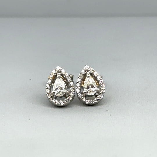 18ct White Gold Diamond Pear Shaped Stud Earrings (c. 0.50ct)