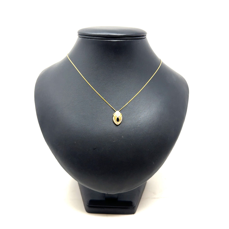18ct Yellow Gold Sapphire and Diamond Pendant and Chain (19”)