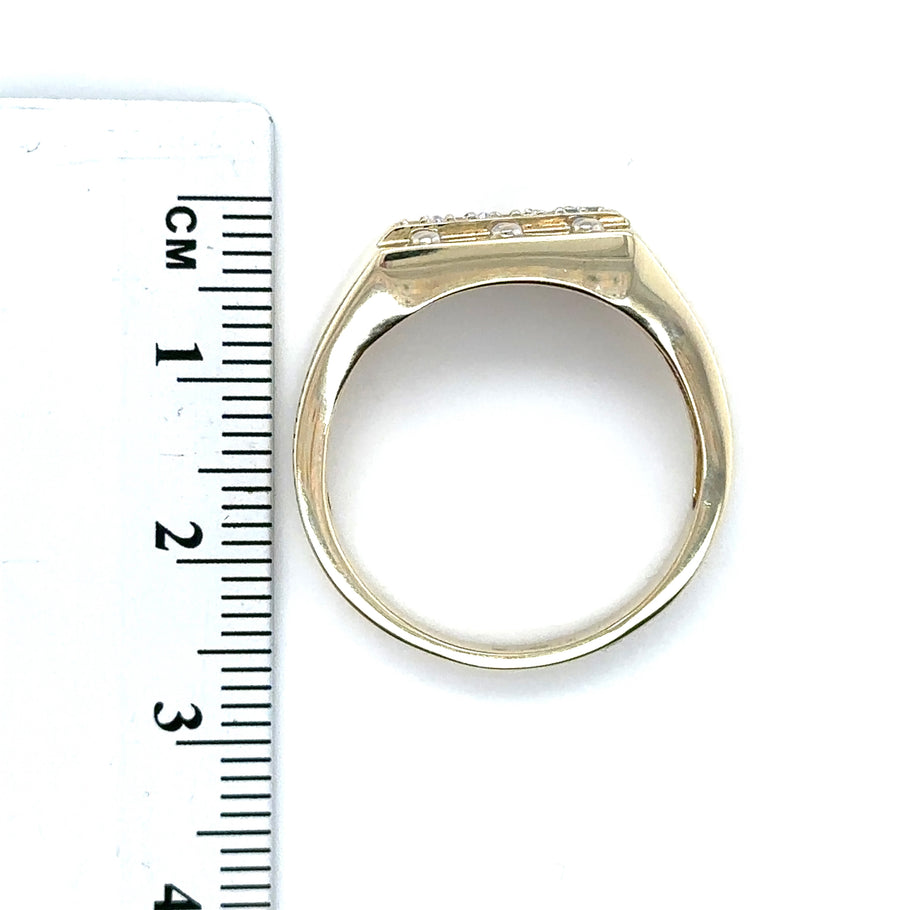9ct Yellow Gold Diamond Set Ring - Size V