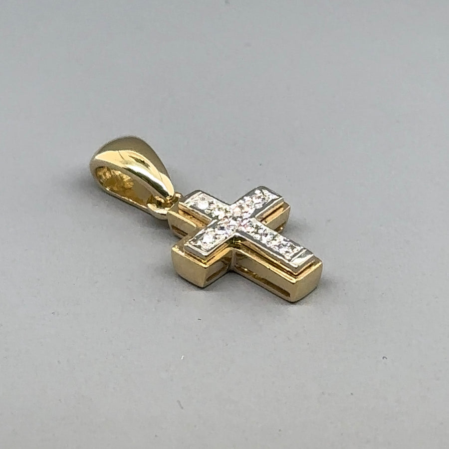 18ct Yellow Gold Diamond Set Cross Pendant