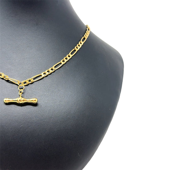 9ct Yellow Gold Figaro Chain with T-Bar (19")