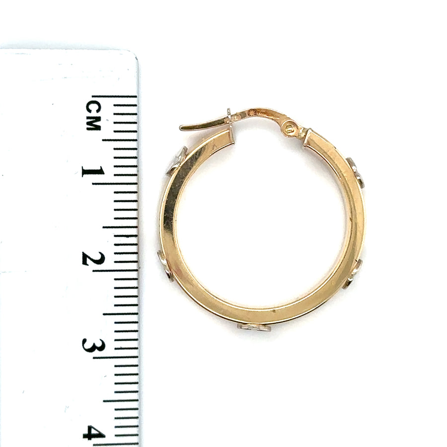 9ct Bi-Colour Screw Hoop Earrings
