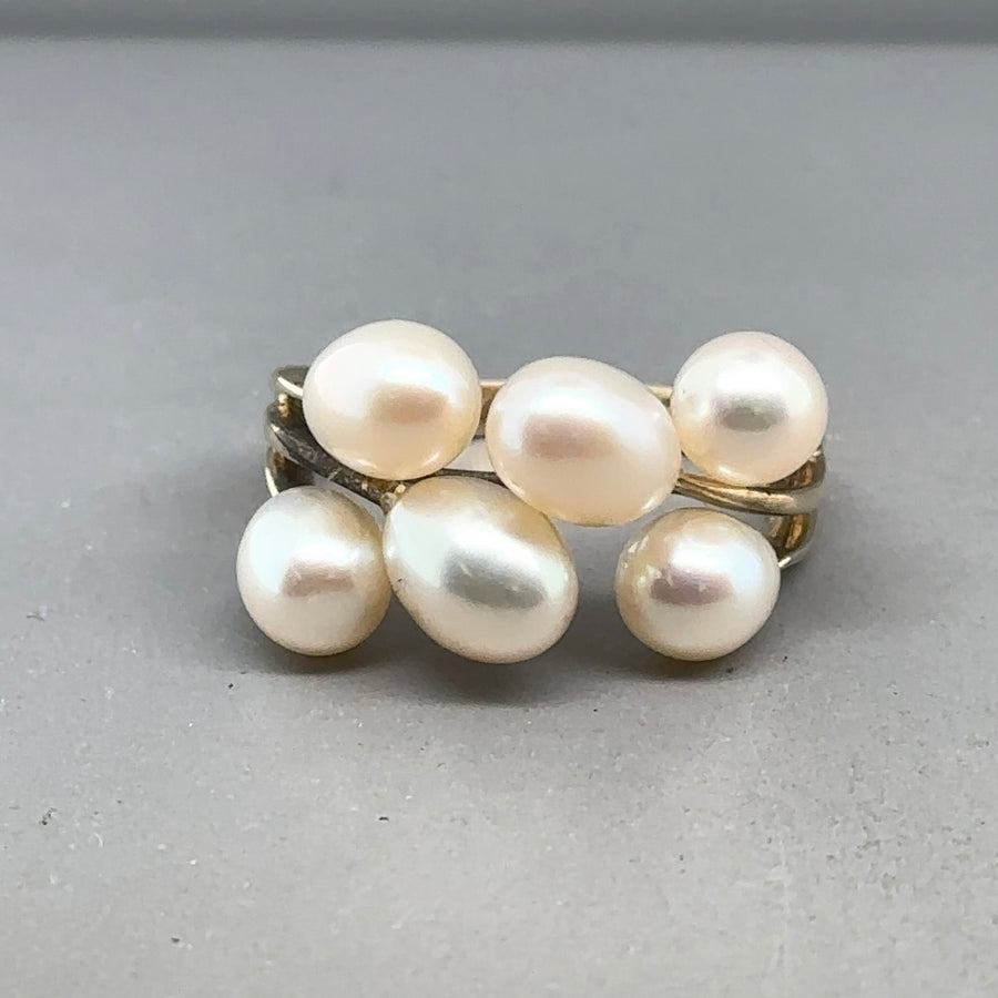 9ct Yellow Gold Cultured Pearl Ring - Size P