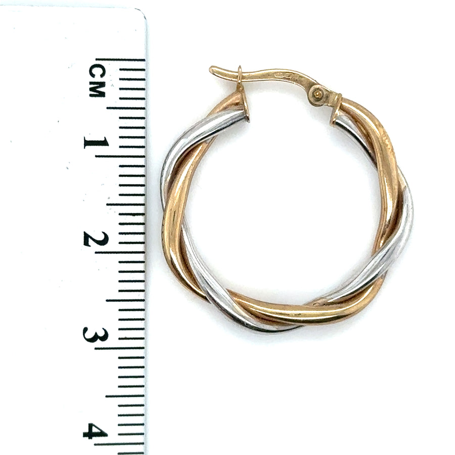 9ct Bi-Colour Hoop Earrings