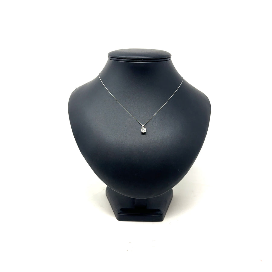 9ct White Gold Single Stone Lab Grown Diamond Pendant and Fine Chain (c. 1.00ct) (18”) NEW!