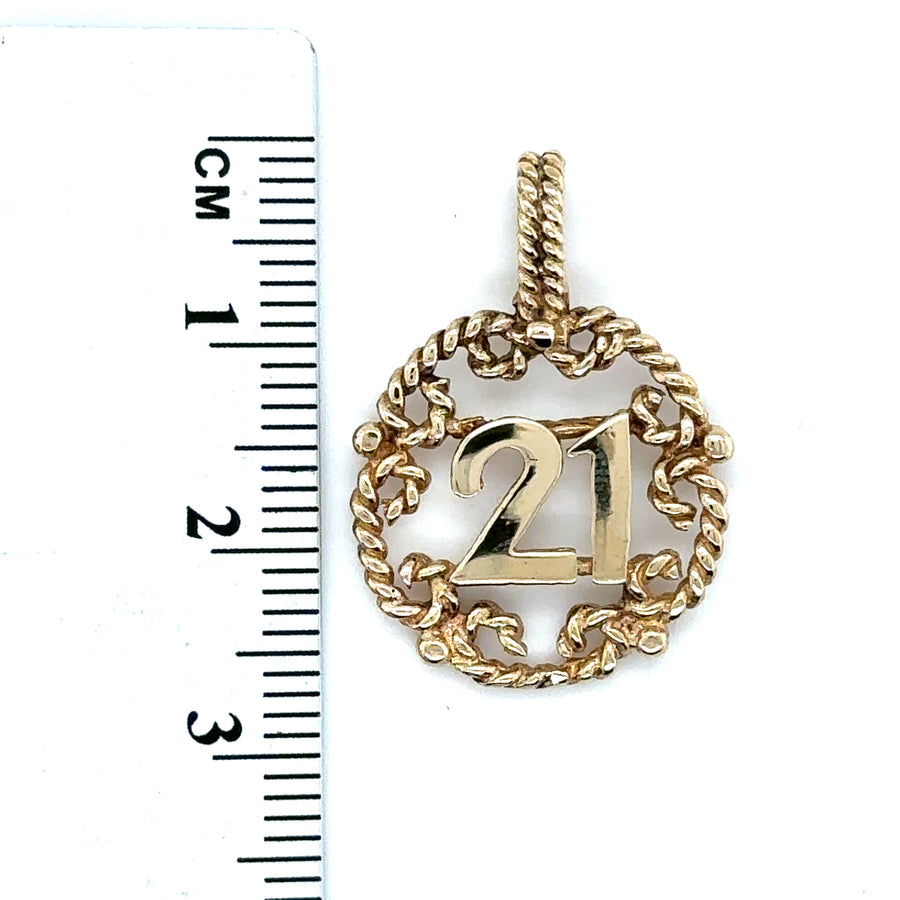 9ct Yellow Gold Round 21 Pendant