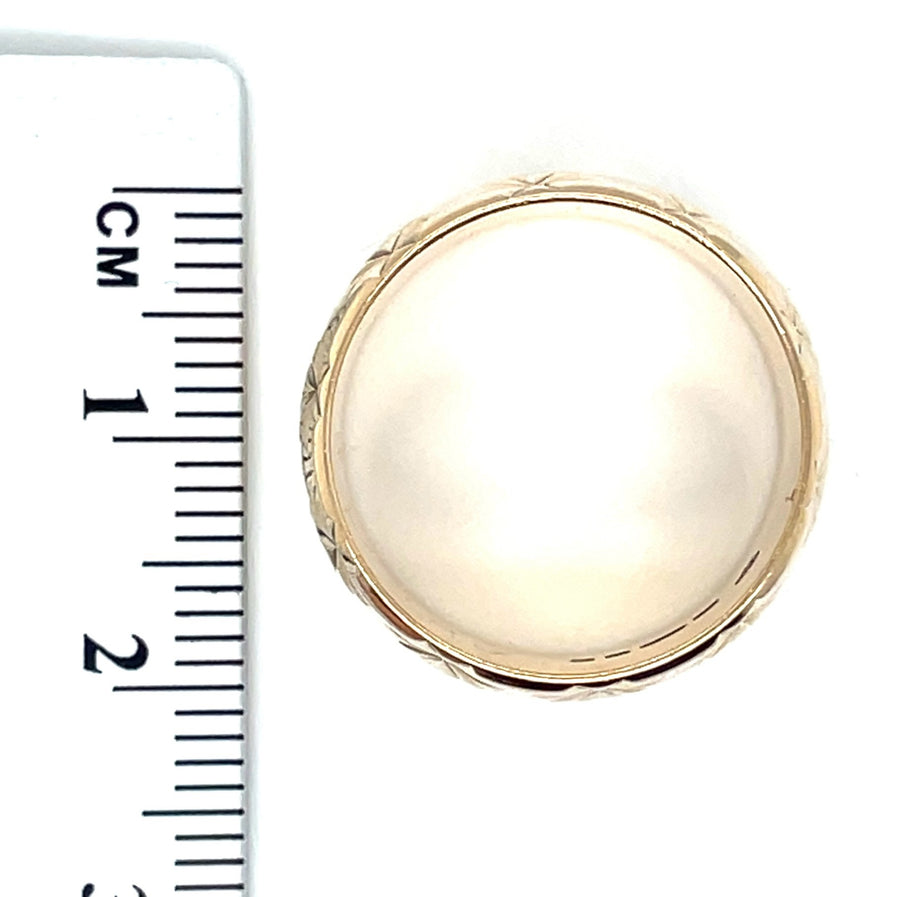9ct Yellow Gold Patterned Band Ring - Size N 1/2