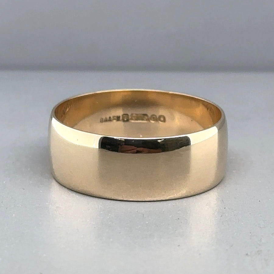 9ct Yellow Gold Band Ring - Size W 1/2