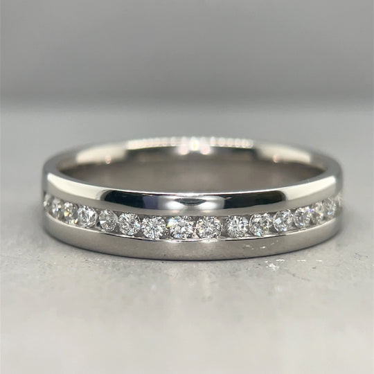 14ct White Gold Diamond Half Eternity Ring (c. 0.35ct) - Size U