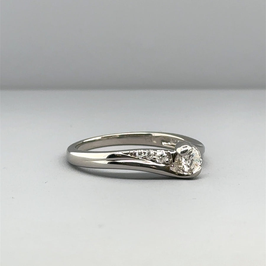 9ct White Gold Diamond Ring Set (c. 0.40 - 0.45ct) - Size Q