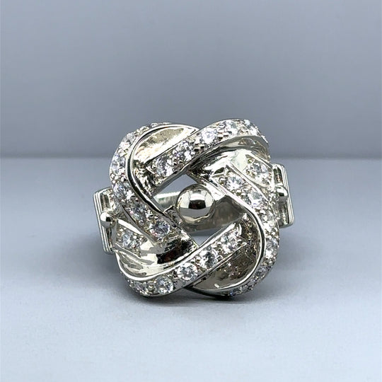 Sterling Silver Cubic Zirconia Chunky Knot Ring - Size V 1/2