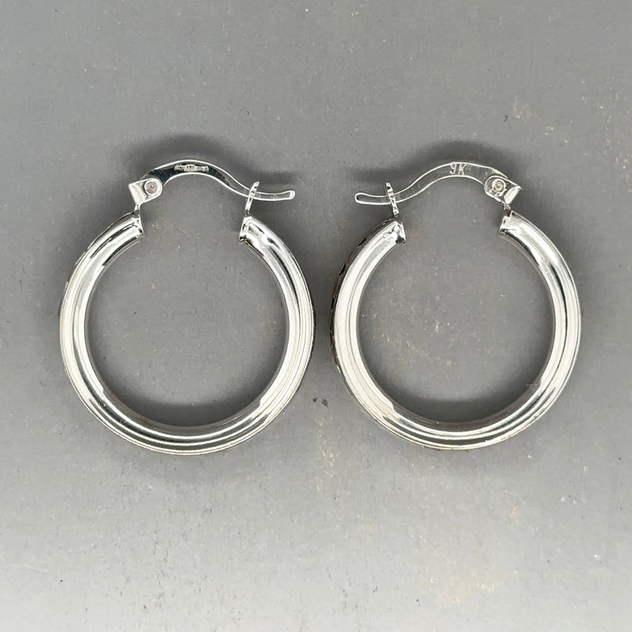 9ct White Gold Cubic Zirconia Hoop Earrings