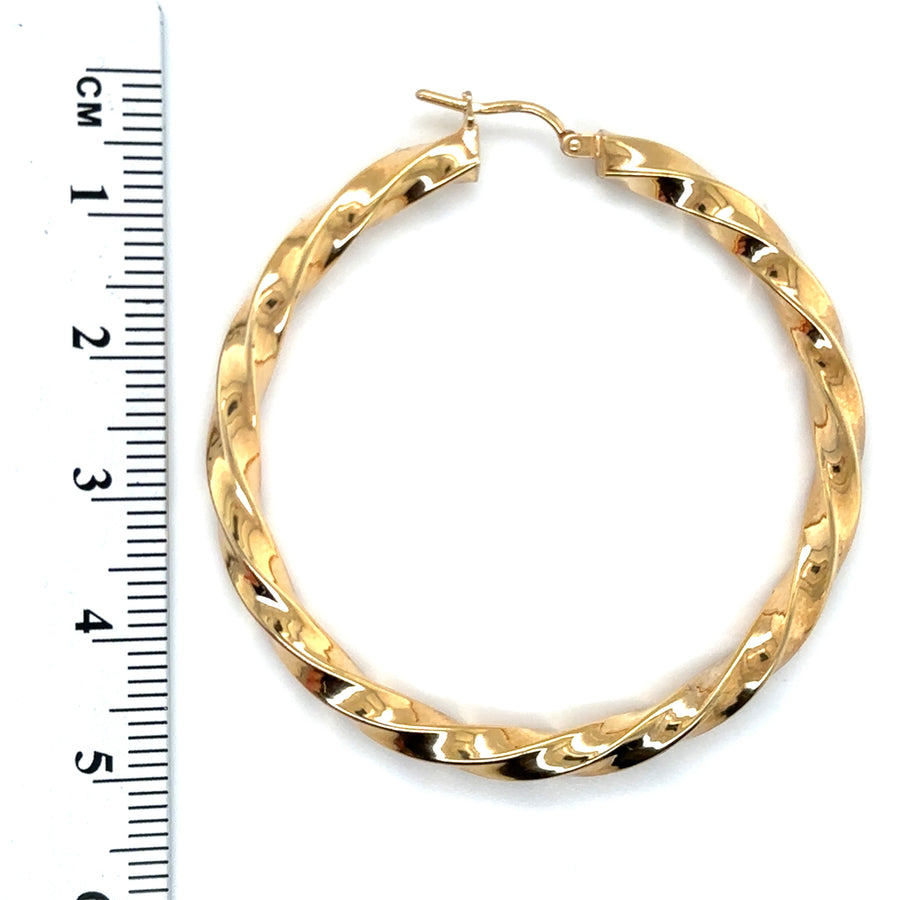 9ct Yellow Gold Large Twist Hoop Earrings