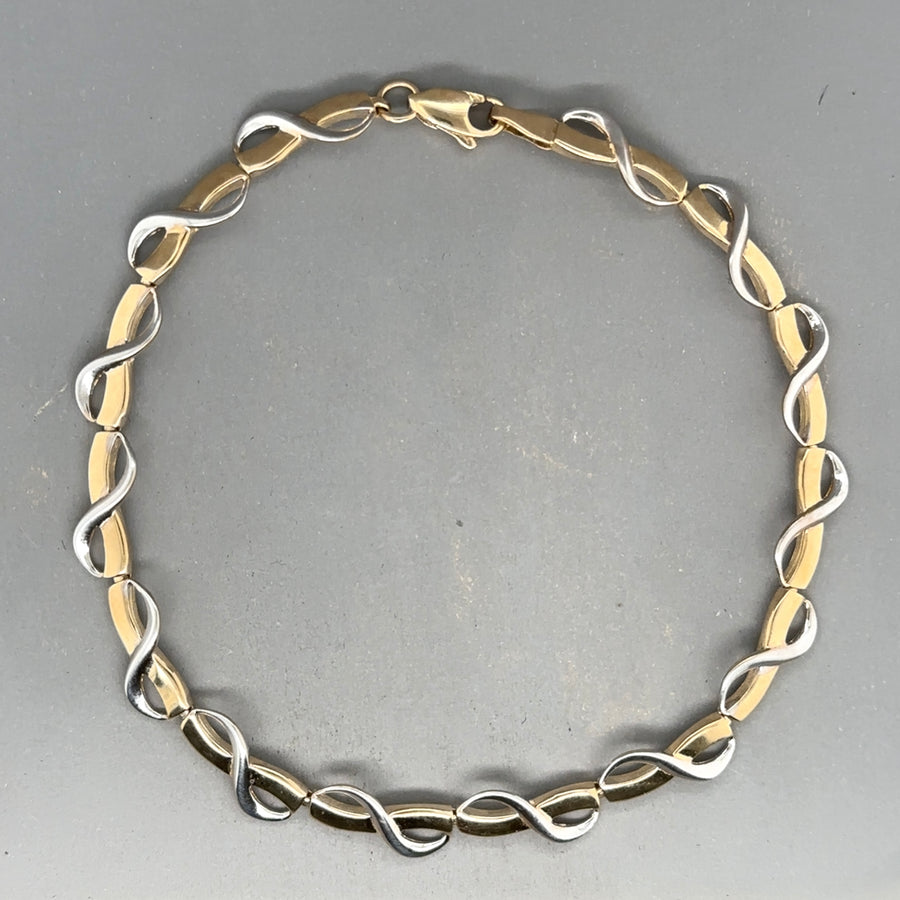 9ct Bi-Colour Infinity Bracelet