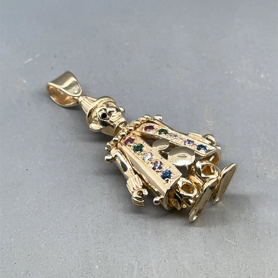 9ct Yellow Gold Cubic Zirconia Clown pendant