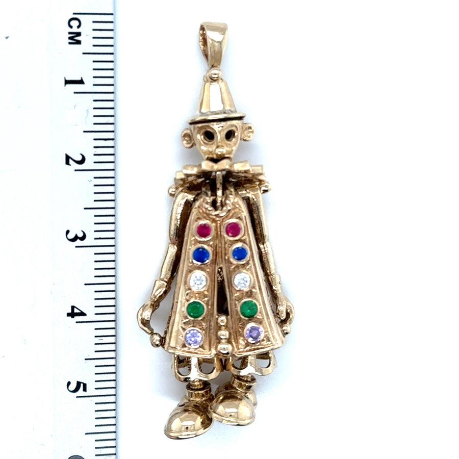 9ct Yellow Gold Cubic Zirconia Clown Pendant