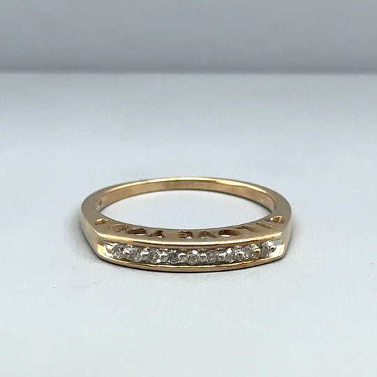 9ct Yellow Gold Diamond Set "I Love You" Ring - Size P