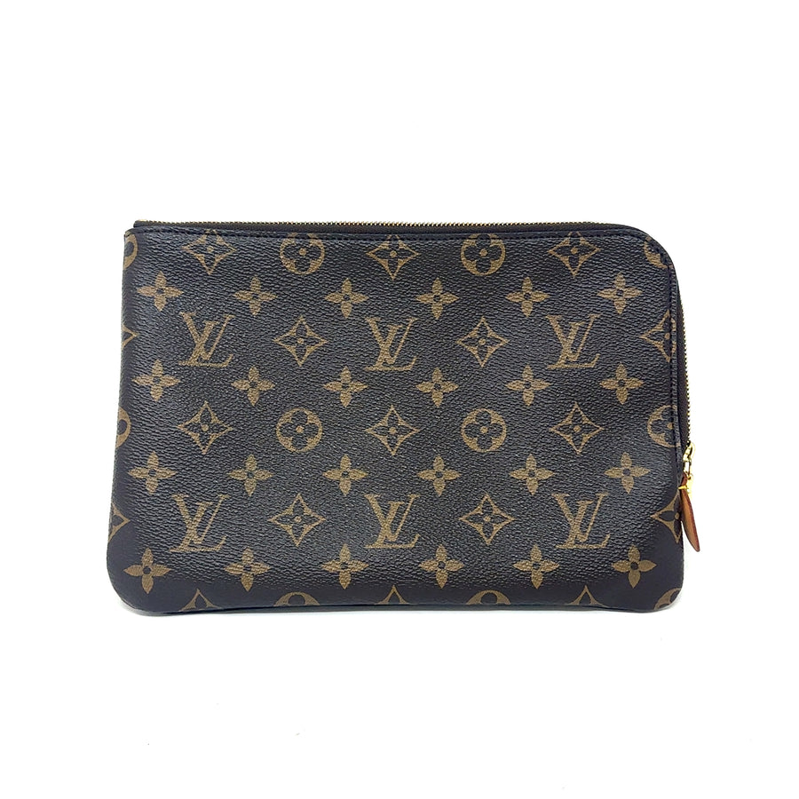 Pre-Owned Leather and Canvas Louis Vuitton Monogram Clutch Bag