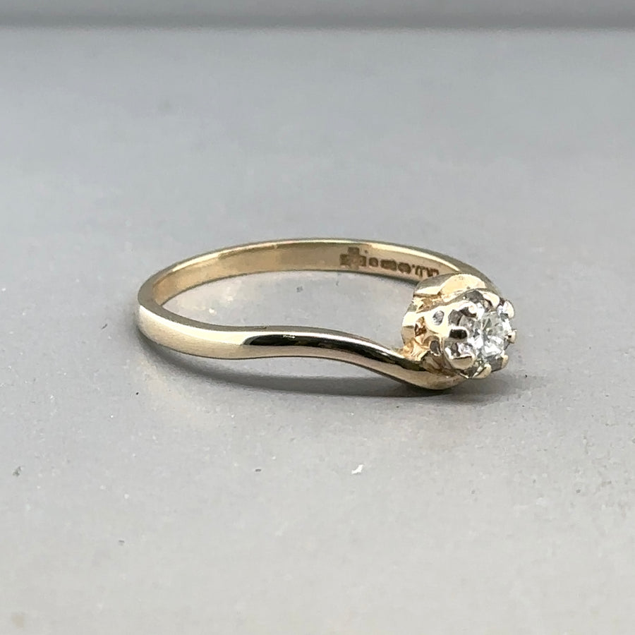 9ct Yellow Gold Single Stone Diamond Ring (c. 0.15ct) - Size N