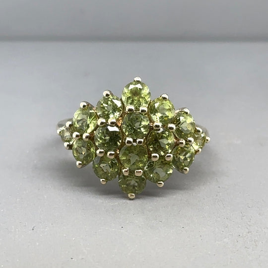 9ct Yellow Gold Green Amethyst Ring - Size S