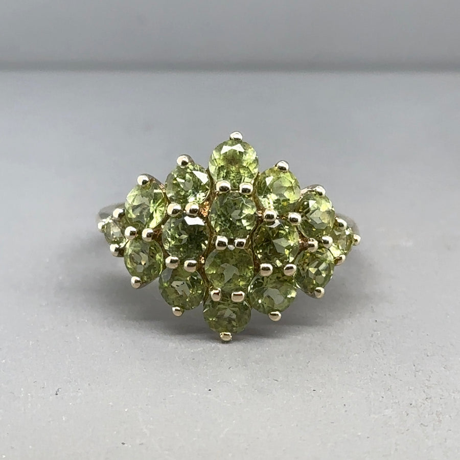 9ct Yellow Gold Green Amethyst Ring - Size S