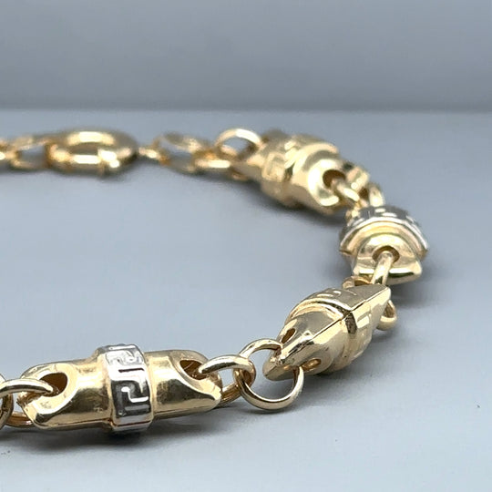 14ct Bi-Colour Greek Key Patterned Bracelet