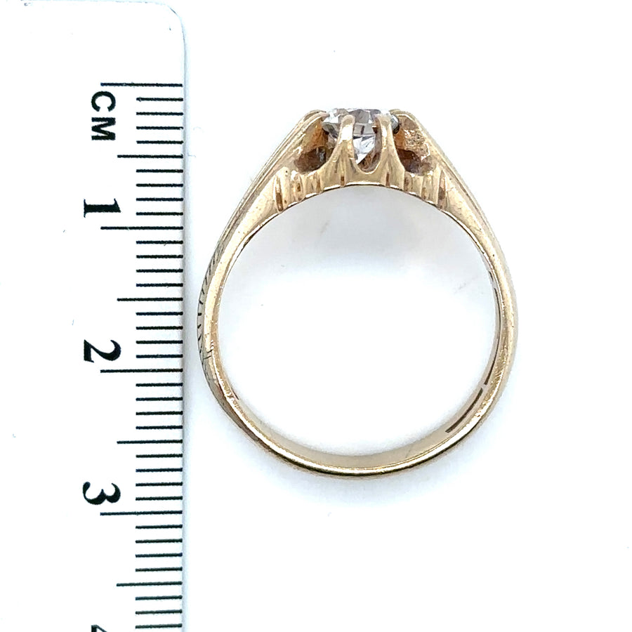 9ct Yellow Gold Single Stone Cubic Zirconia Ring - Size T