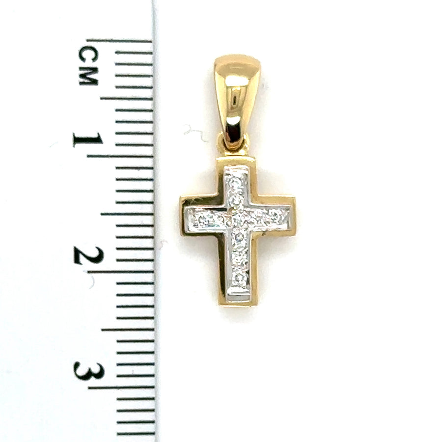 18ct Yellow Gold Diamond Set Cross Pendant