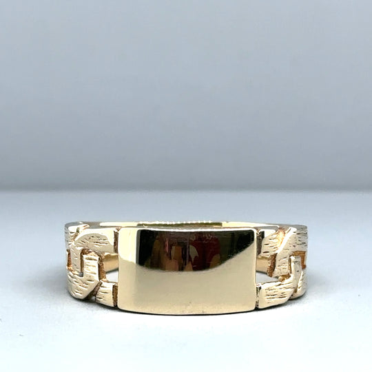 9ct Yellow Gold Curb Link Id Ring - Size X 1/2