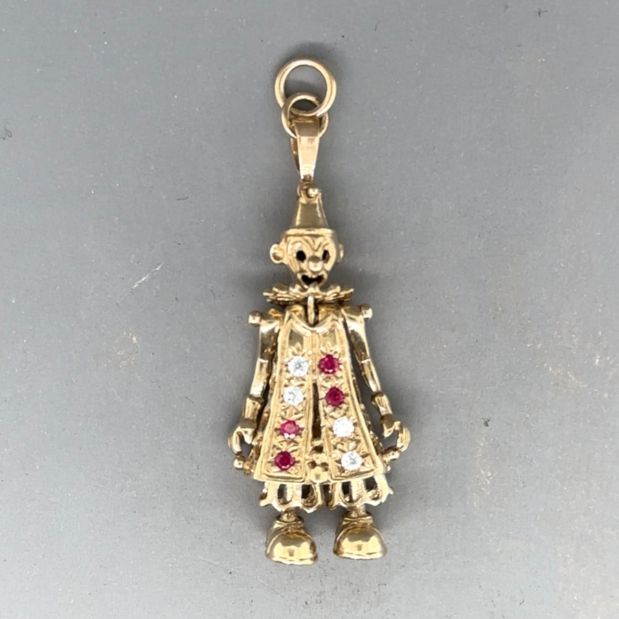 9ct Yellow Gold Cubic Zirconia Clown Pendant