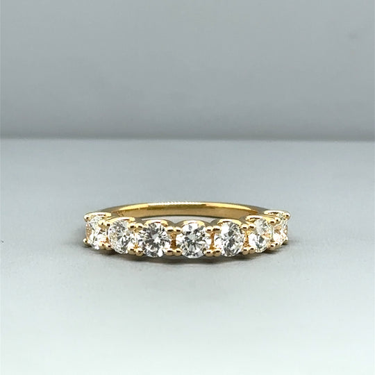 18ct Yellow Gold Seven Stone Lab Grown Diamond Ring (c. 1.40ct) - Size M 1/2 - NEW!