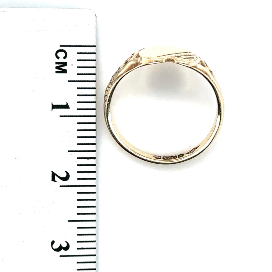 9ct Yellow Gold Heart Signet Ring - Size H 1/2