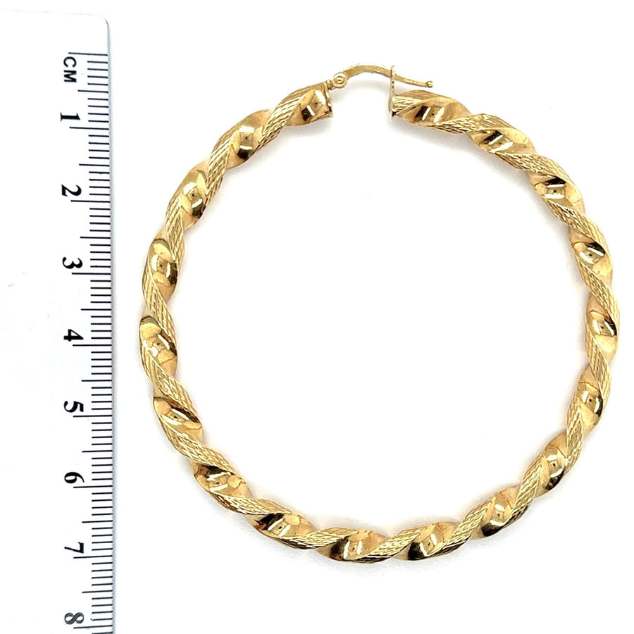 9ct Yellow Gold Large Twist Hoop Earrings
