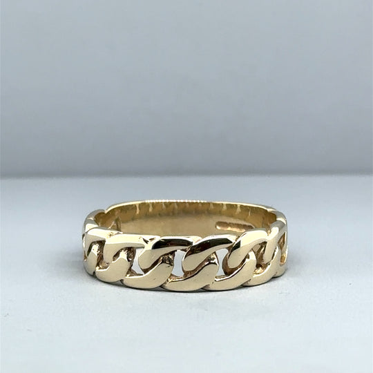 9ct Yellow Gold Curb Link Ring - Size U