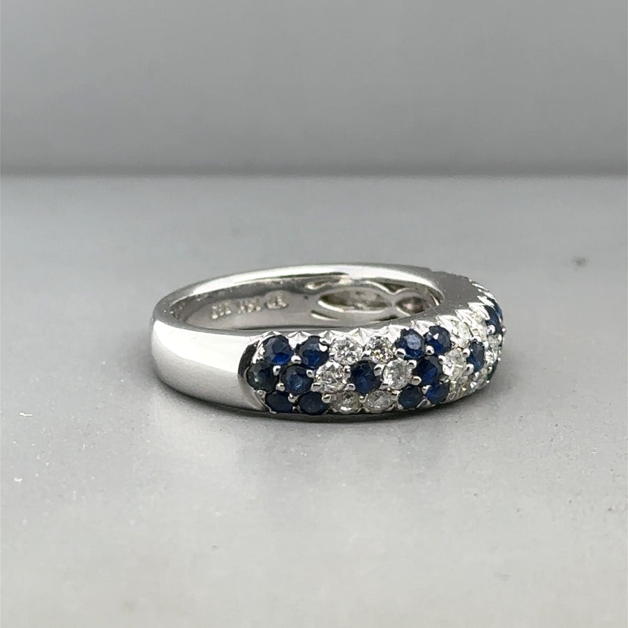 14ct White Gold Diamond and Sapphire Ring (c. 0.40ct) - Size N