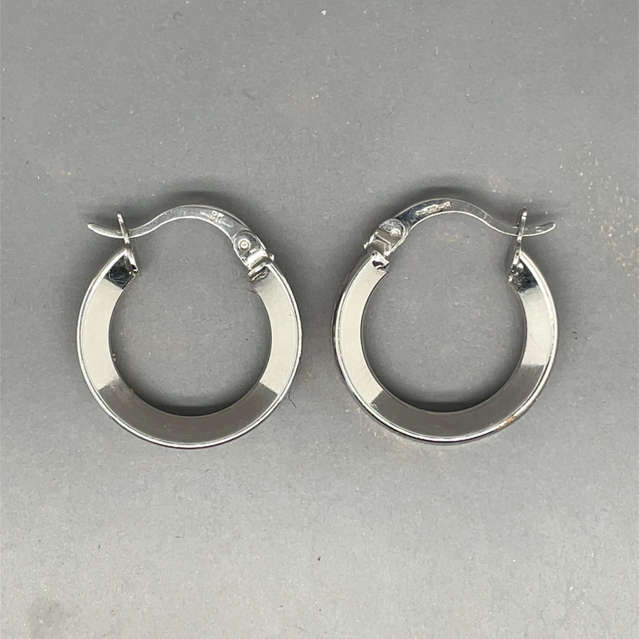 9ct White Gold Cubic Zirconia Hoop Earrings