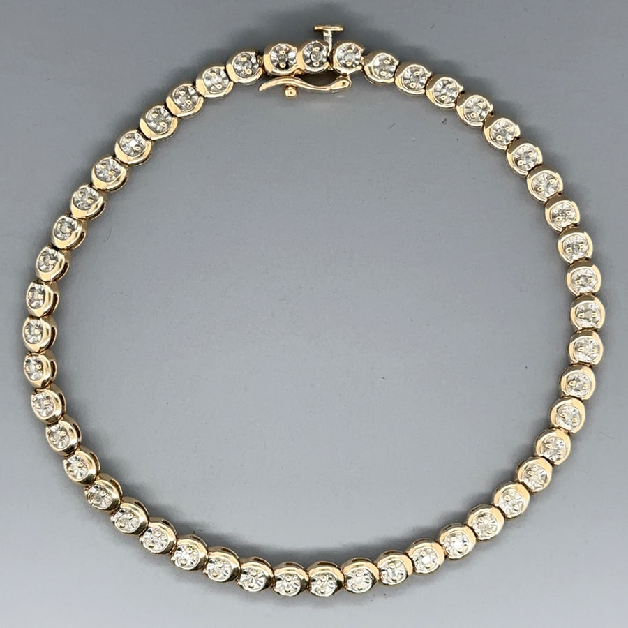 9ct Yellow Gold Diamond Set Bracelet (c. 0.48ct)