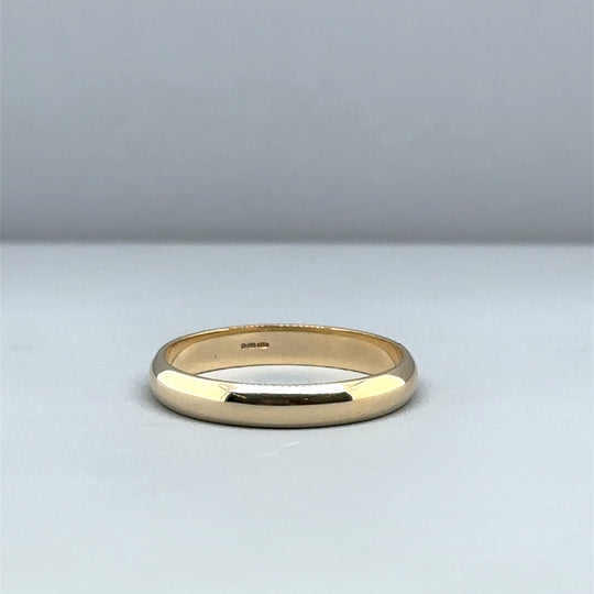 9ct Yellow Gold Band Ring - Size K 1/2