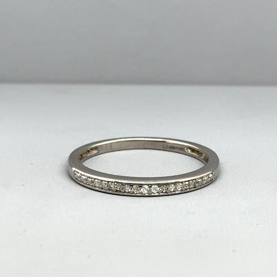 9ct White Gold Diamond Half Eternity Ring - Size M